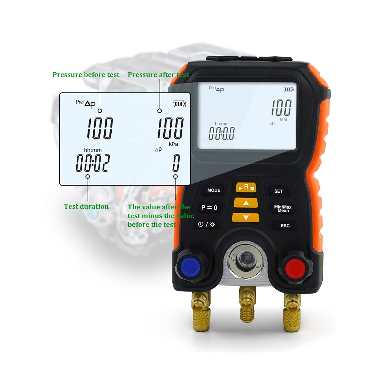 Hti Factory OEM/ODM Refrigeration Digital Manifold Gauge Meter Hvac Pressure Temperature Tester Manometros De Refrigeracione