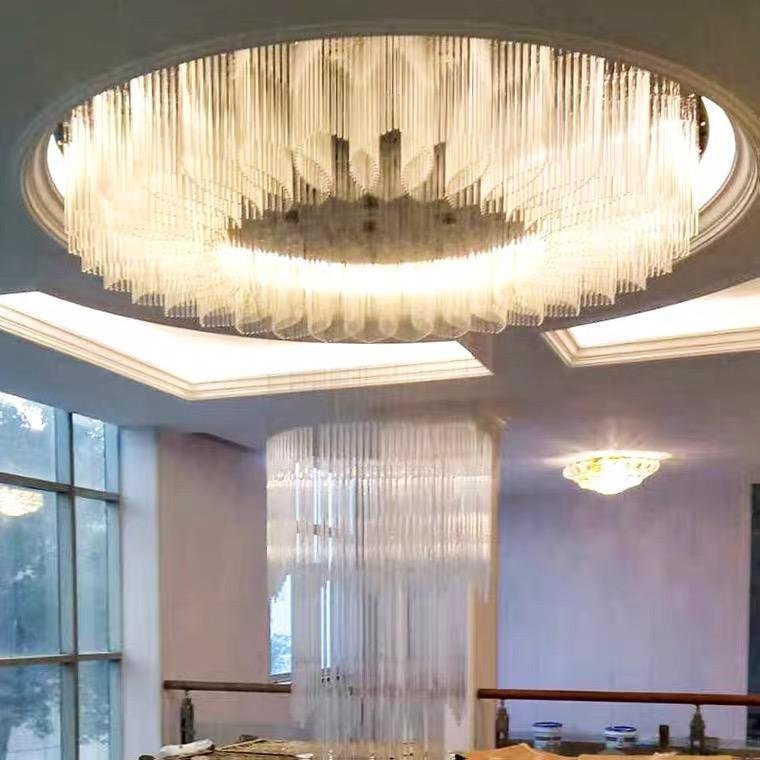 Lobby Villa Creative Modeling Lamp Large Crystal Chandeliers Ceiling Luxury Modern Hotel Project Customized Pendant Lamp