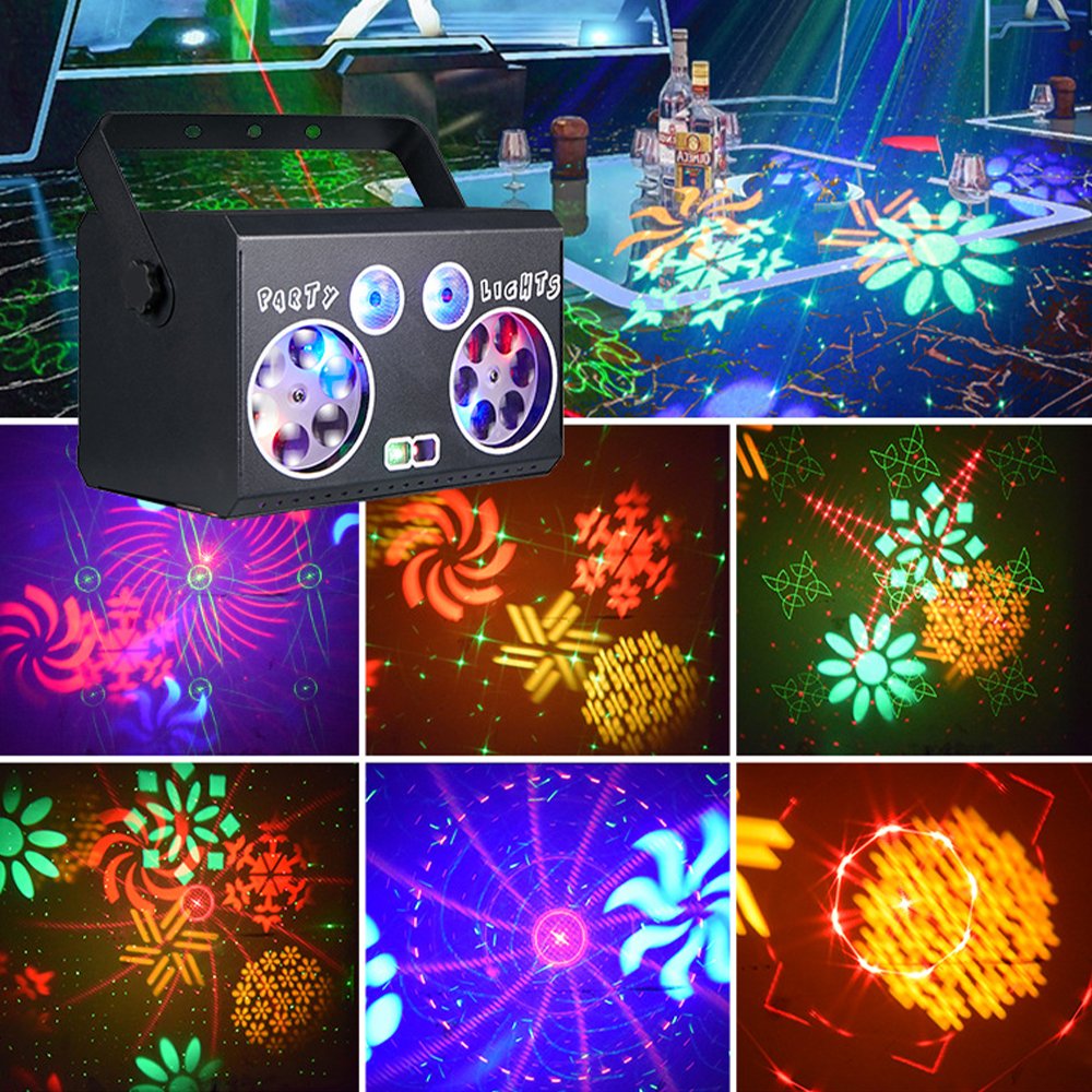 Stage Laser Light Party Stroboscopic Sound Control DMX Dynamic Remote Control Multi-mode bar Pattern Projection Light
