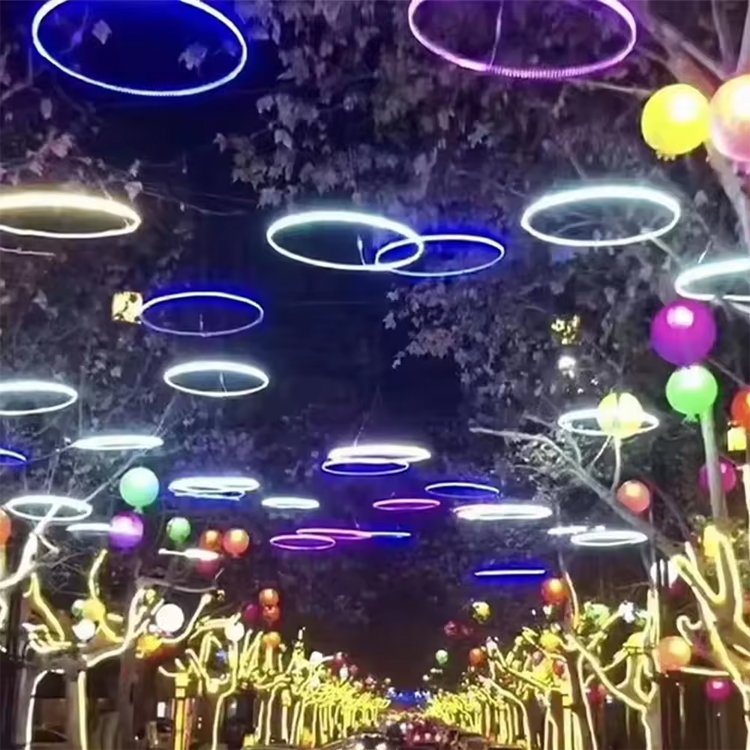 RGBW Tree Wheel Lights Decorative Ring Outdoor IP65 Waterproof Street Garden Hanging Festive Lighting Landscape Lights