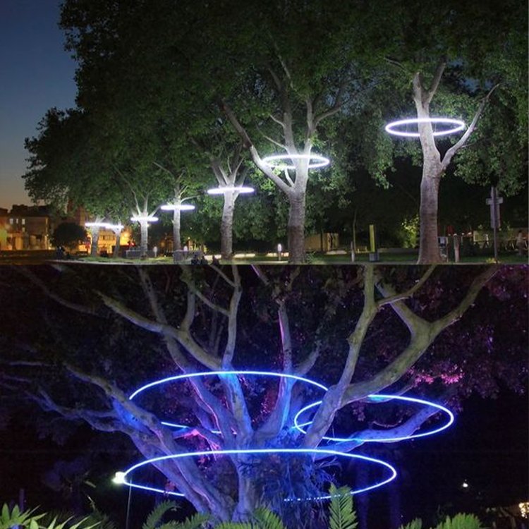 RGBW Tree Wheel Lights Decorative Ring Outdoor IP65 Waterproof Street Garden Hanging Festive Lighting Landscape Lights