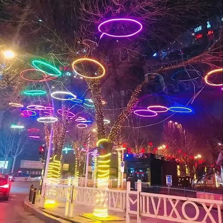 RGBW Tree Wheel Lights Decorative Ring Outdoor IP65 Waterproof Street Garden Hanging Festive Lighting Landscape Lights