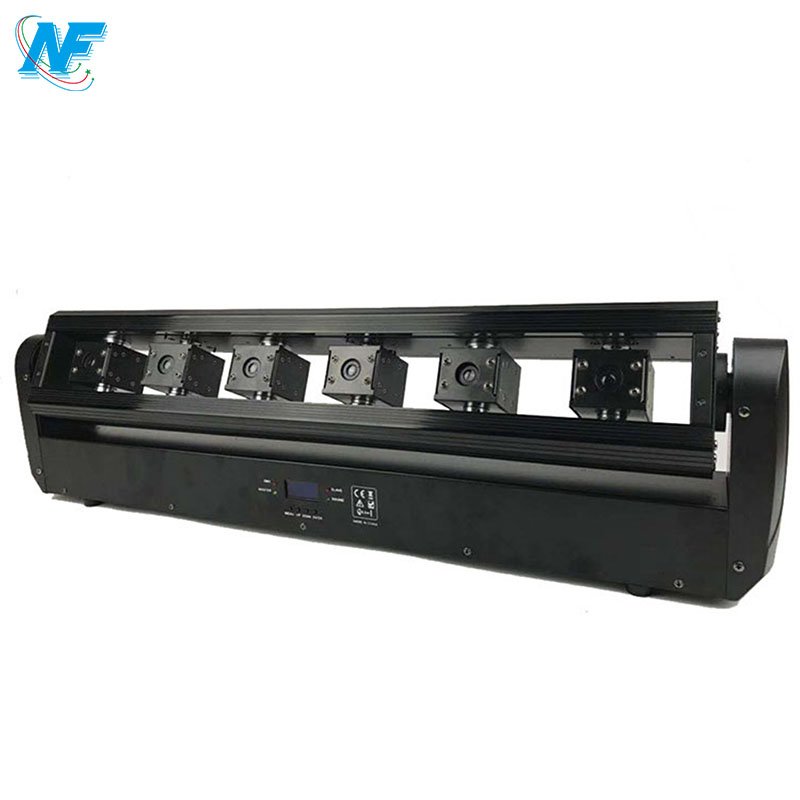 6-Head Moving Laser Bar Light Diode 500mw Projector with DMX & DMX512 Control Blue/Red/Green Beam Effects for DJs Iron Body