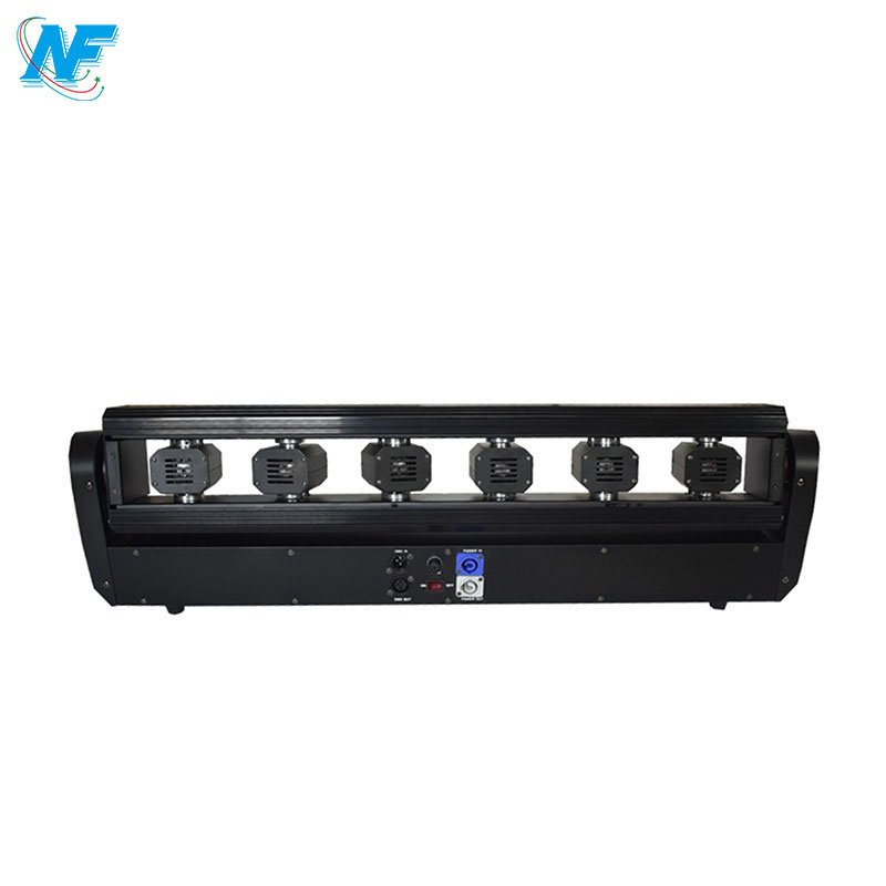 6-Head Moving Laser Bar Light Diode 500mw Projector with DMX & DMX512 Control Blue/Red/Green Beam Effects for DJs Iron Body