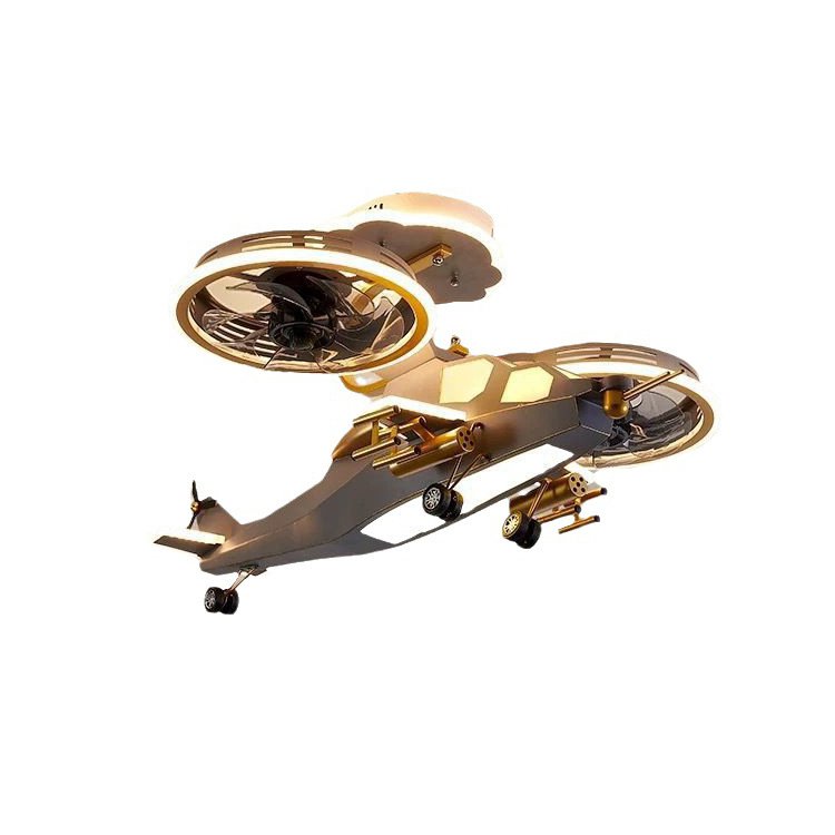 Children's Room Helicopter Ceiling Lights LED Three-color Remote Dimming Bedroom Early Education Center Ceiling Lights