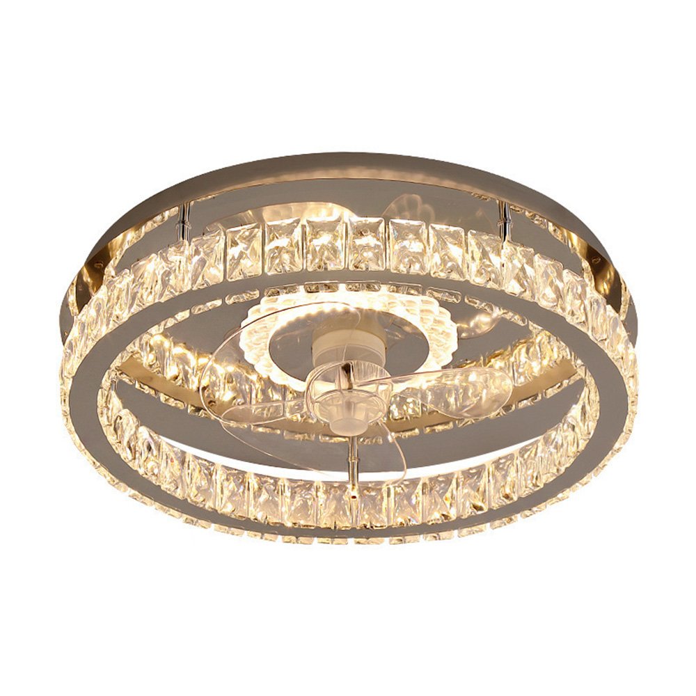LED New Luxury Crystal Fan Chandelier Bedroom Dining Ceiling Light With Fan Simple Household Decorative Crystal Modern Fan Light