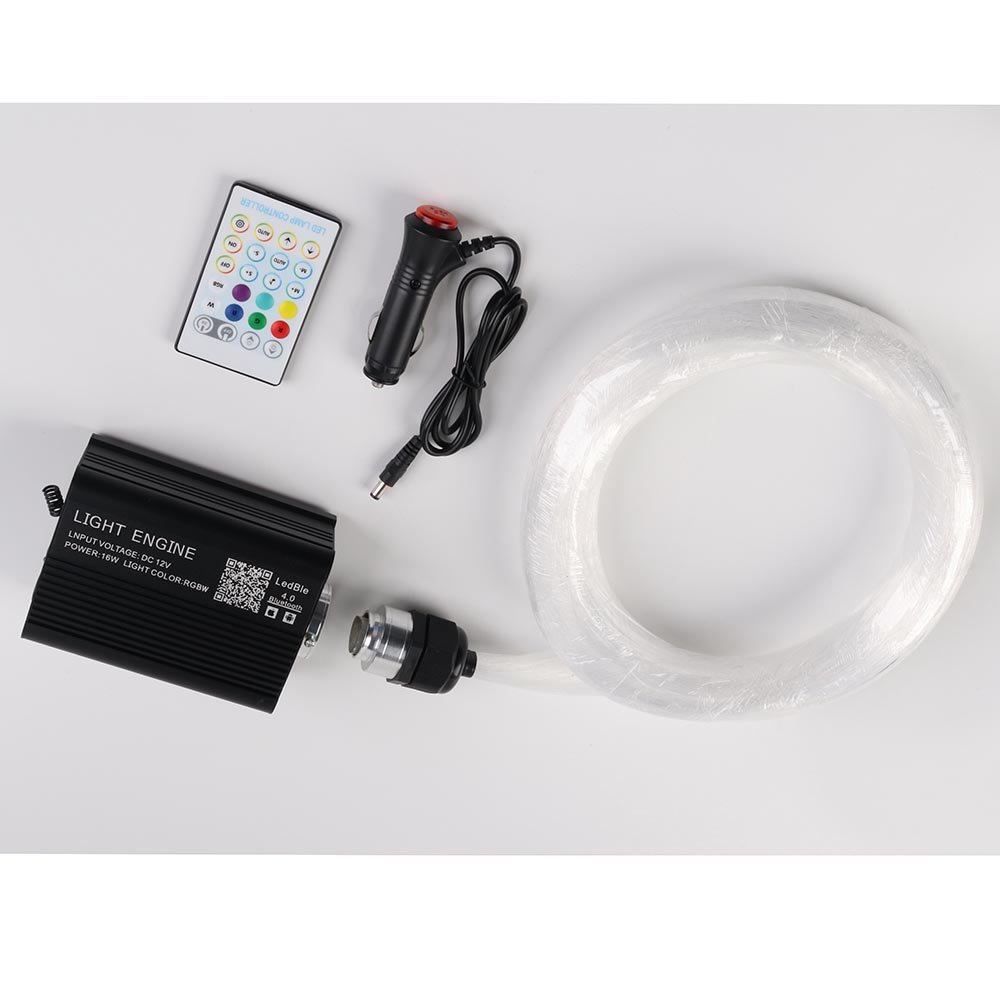 ICarsin 16W RGBW Twinkle LED Fiber Optic Starlight Headliner Kit Starry Sky Car 3 Meter for Car Roof Ambient Light App Control