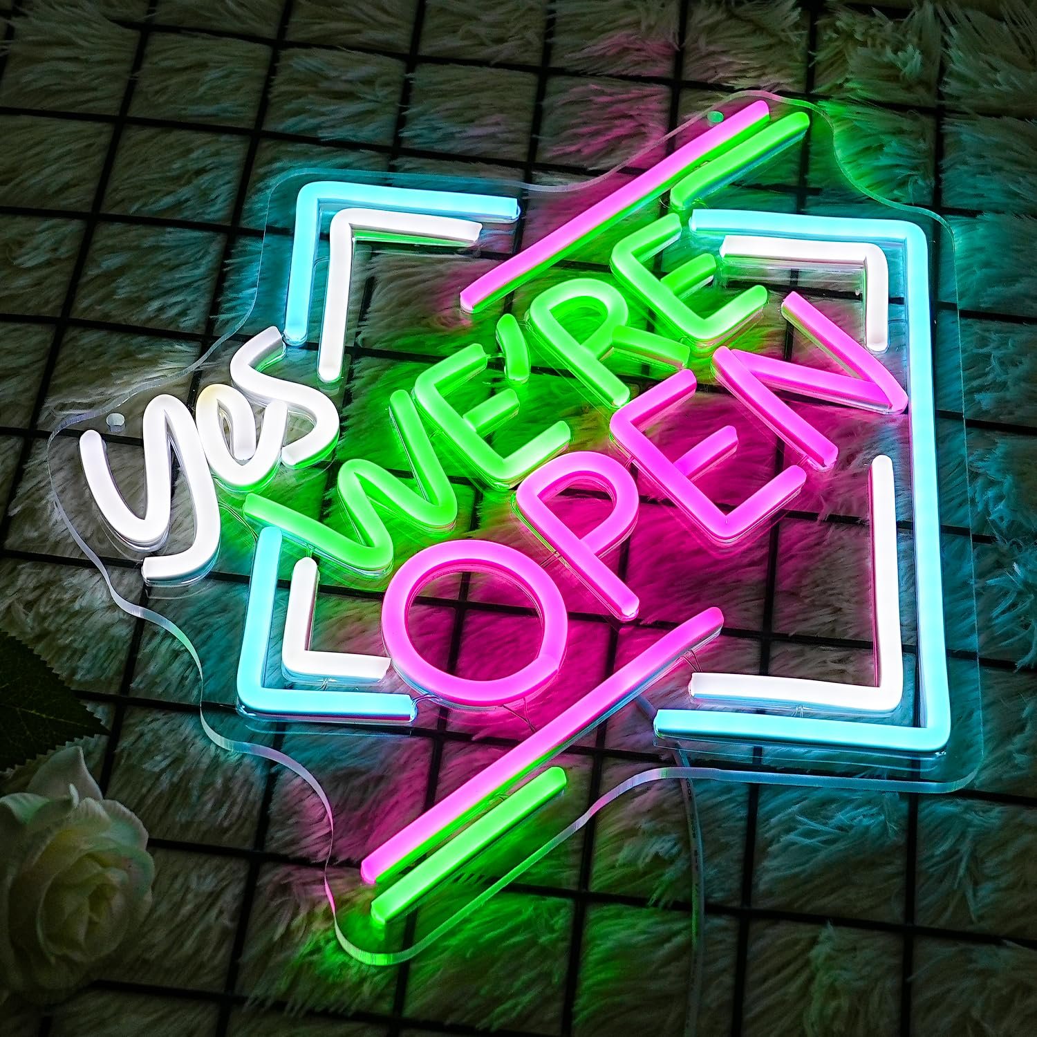 Open Neon Sign Dimmable Neon Light up Open Sign for Businesses Bar Shop Coffee