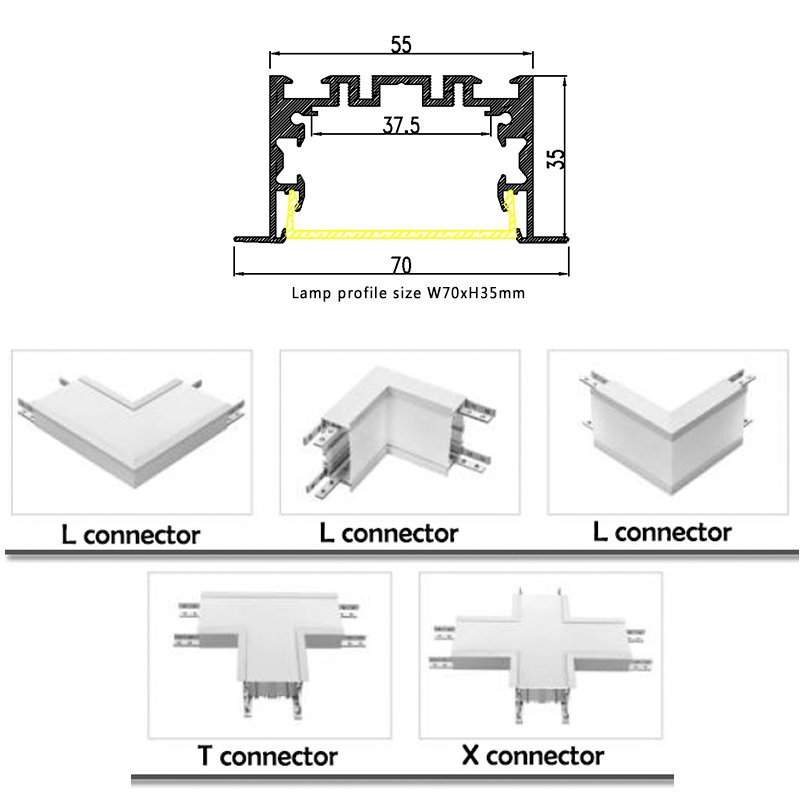 0.6m 20w Ceiling Recessed LED Linear Light Embedded LED Profile Light with Opal PC Cover