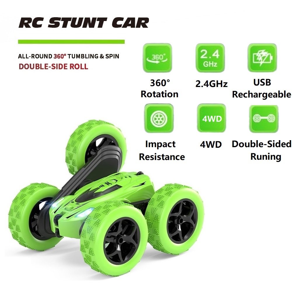 AiJH Remote Control Toys 360 Degrees RC Cars With Wheel Light Fast and Flips 4WD Rc Auto Double-Sided RC Stunt Cars