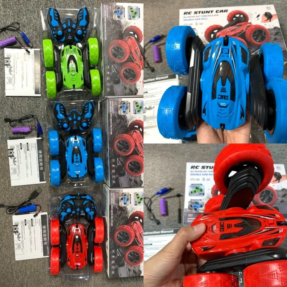 AiJH Remote Control Toys 360 Degrees RC Cars With Wheel Light Fast and Flips 4WD Rc Auto Double-Sided RC Stunt Cars