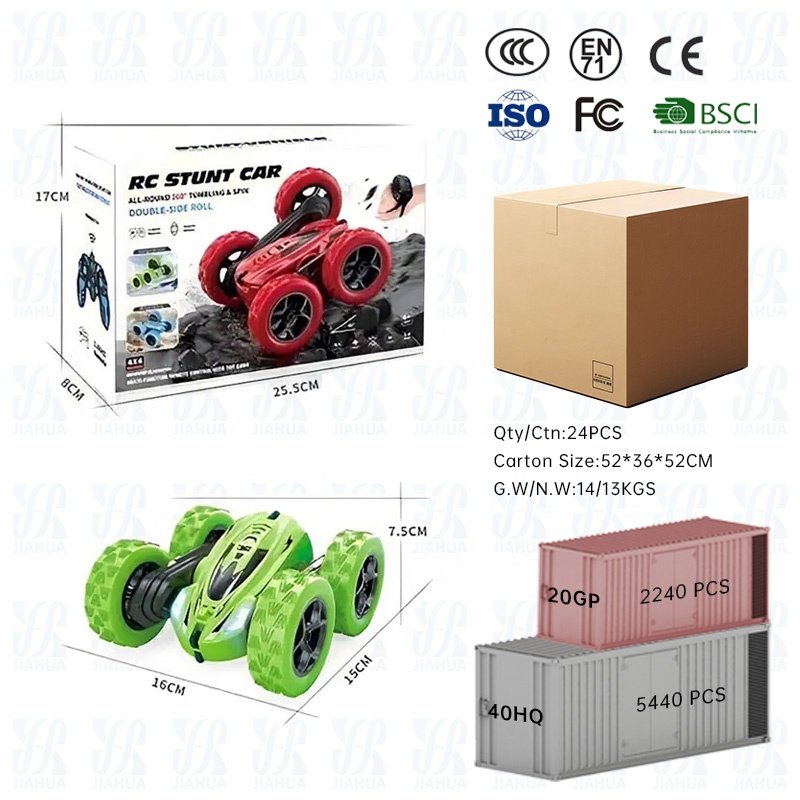 AiJH Remote Control Toys 360 Degrees RC Cars With Wheel Light Fast and Flips 4WD Rc Auto Double-Sided RC Stunt Cars