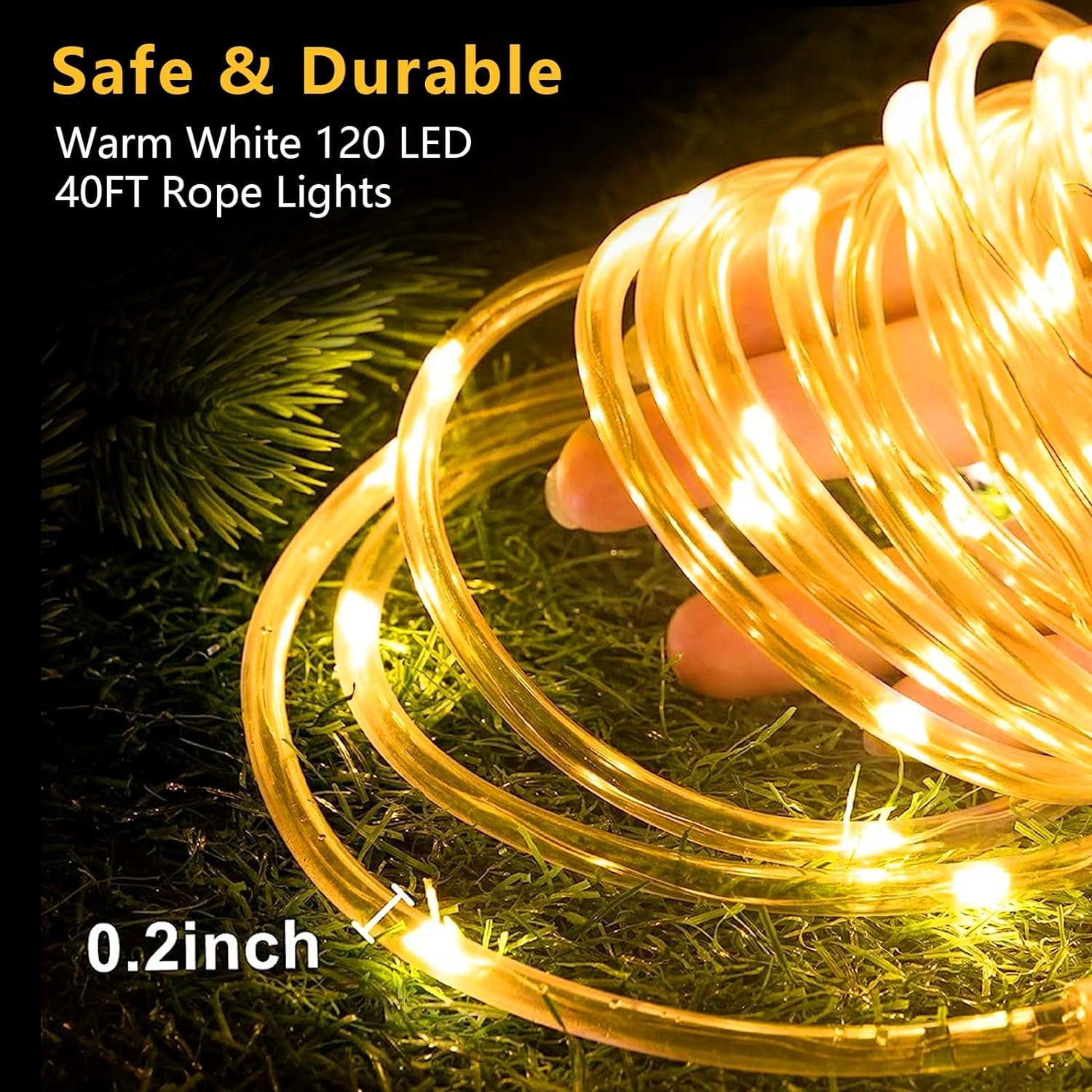 Led Rope Light Outdoor Solar Electricity Fairy Lighted Weatherproof Rope Christmas Festival Holiday Tube String Light