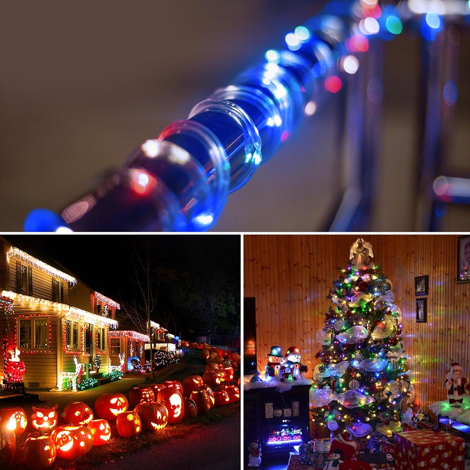 Led Rope Light Outdoor Solar Electricity Fairy Lighted Weatherproof Rope Christmas Festival Holiday Tube String Light