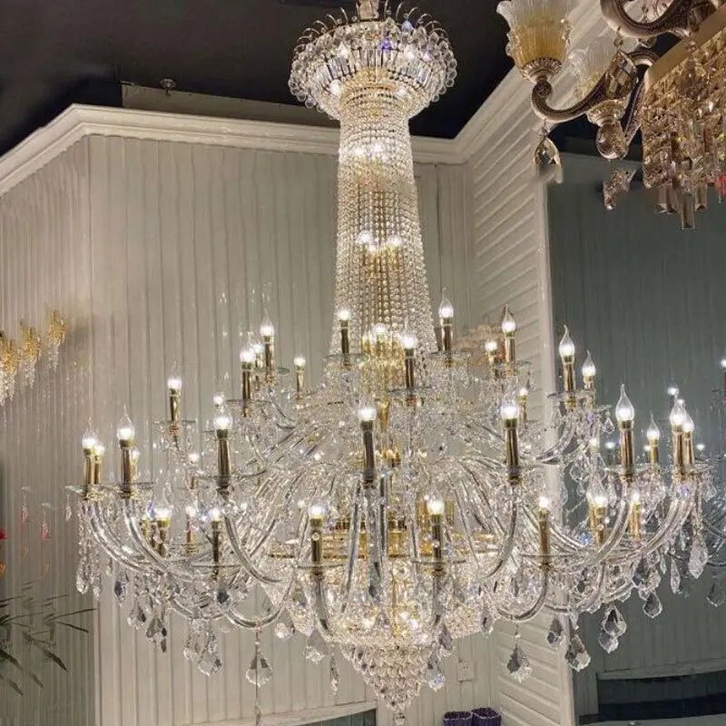 Ceiling Luxury Hanging Lights for Hotel Villa Wedding Decoration Large Pendant Light Luxury Candle Crystal Chandelier