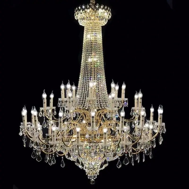 Ceiling Luxury Hanging Lights for Hotel Villa Wedding Decoration Large Pendant Light Luxury Candle Crystal Chandelier