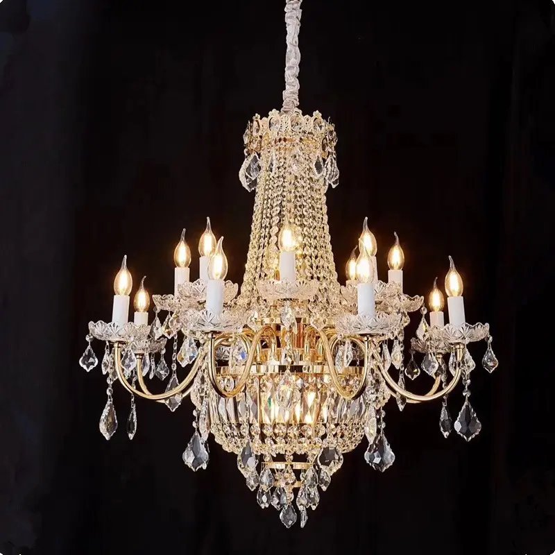 Ceiling Luxury Hanging Lights for Hotel Villa Wedding Decoration Large Pendant Light Luxury Candle Crystal Chandelier