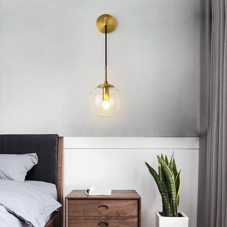 Hot Selling Nordic Round Glass Ball Wall Lamp E14 Decor Clear LED Wall Lighting for Home