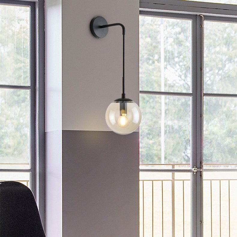 Hot Selling Nordic Round Glass Ball Wall Lamp E14 Decor Clear LED Wall Lighting for Home