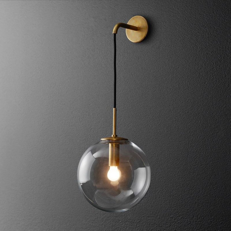Hot Selling Nordic Round Glass Ball Wall Lamp E14 Decor Clear LED Wall Lighting for Home