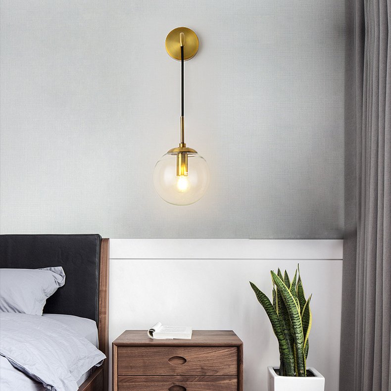 Hot Selling Nordic Round Glass Ball Wall Lamp E14 Decor Clear LED Wall Lighting for Home