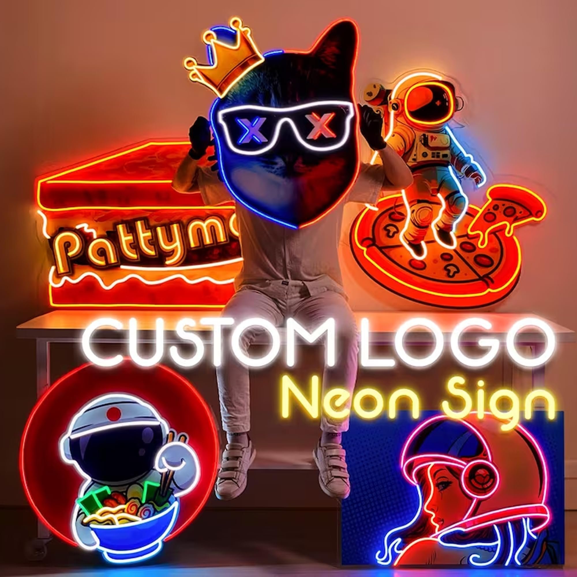 Company LOGO Custom Neon Signs UV Printed Neon Design Customized LED Neon Logo Light up Sign for Barber Coffee Shop Flower Store