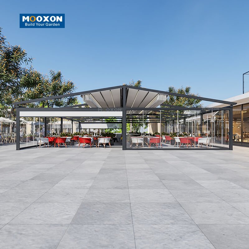Mooxon Electric Window Awning Shades Sun Shading Fabric Auto Canopy PVC Shutters Motorized Retractable Roof