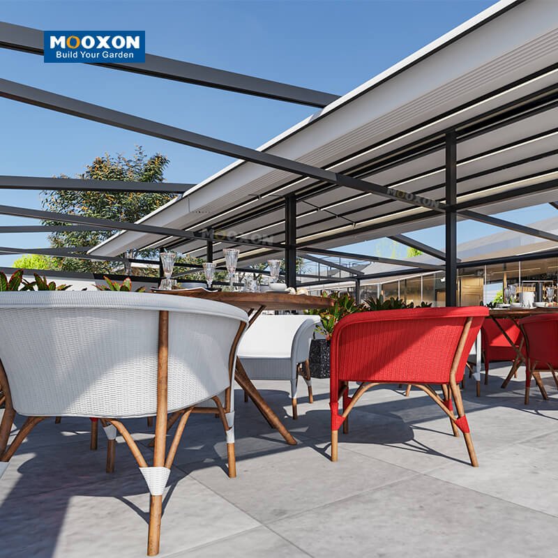 Mooxon Electric Window Awning Shades Sun Shading Fabric Auto Canopy PVC Shutters Motorized Retractable Roof