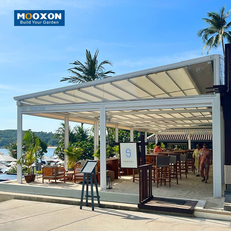 Mooxon Electric Window Awning Shades Sun Shading Fabric Auto Canopy PVC Shutters Motorized Retractable Roof