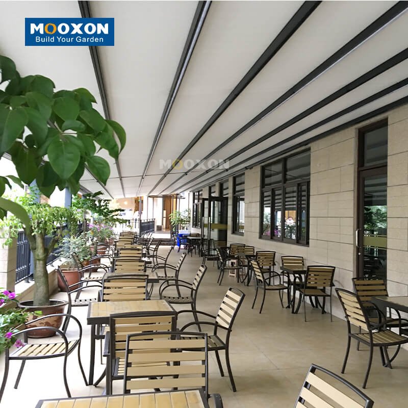 Mooxon Electric Window Awning Shades Sun Shading Fabric Auto Canopy PVC Shutters Motorized Retractable Roof