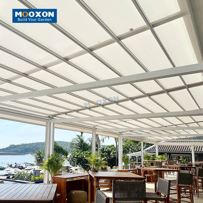 Mooxon Electric Window Awning Shades Sun Shading Fabric Auto Canopy PVC Shutters Motorized Retractable Roof