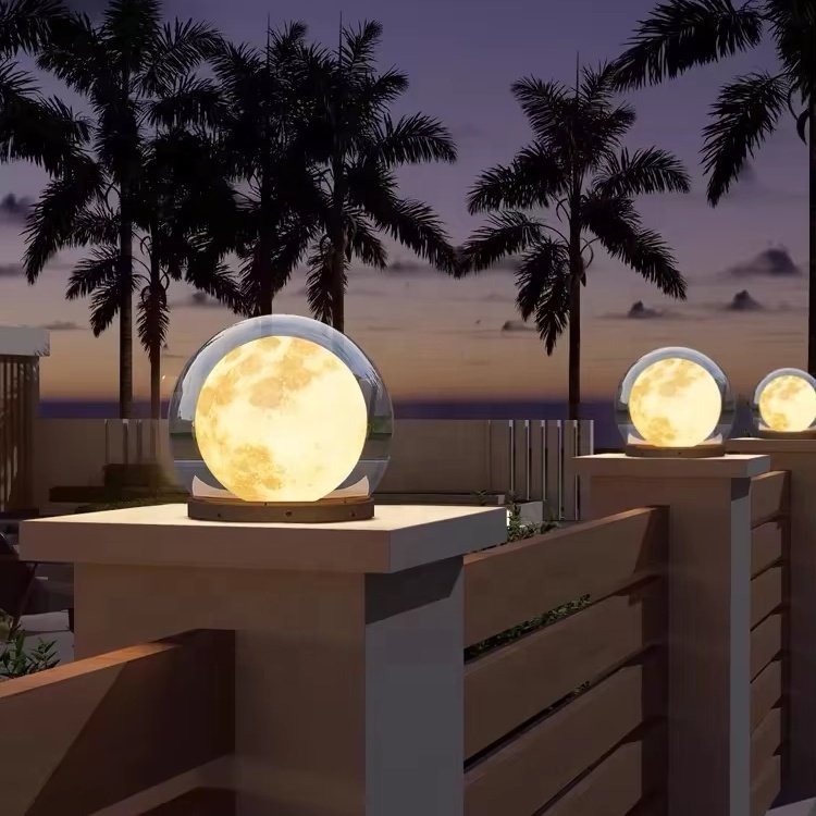 Modern Outdoor Spherical IP65 Waterproof Gate Fence Garden Post 12W Ledpost Lamps Outdoor Light Fixture for Pillar