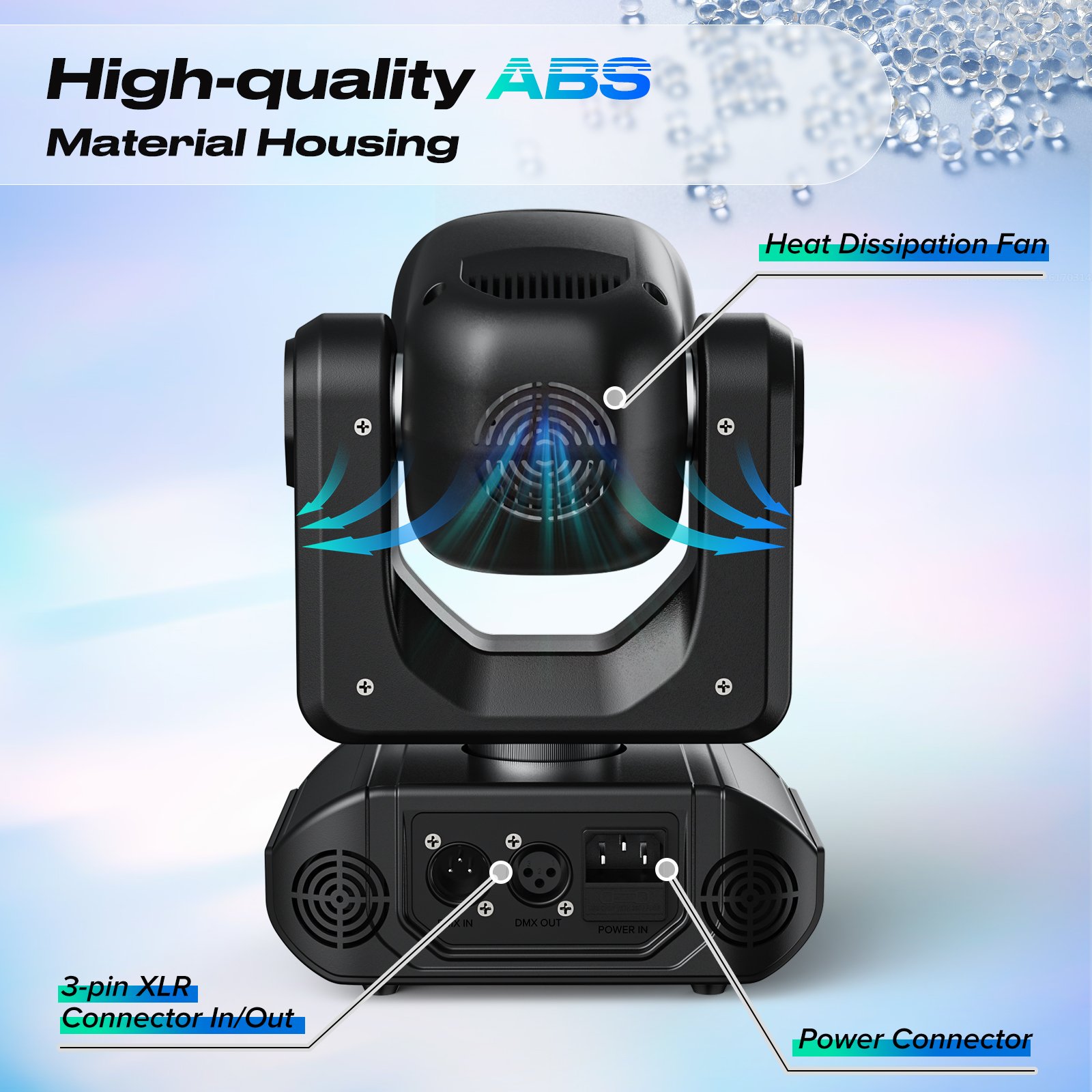 LED Moving Head Light 8 Gobos 8 Colors Spotlight by DMX 512 Sound Activated with Remote Control Stage Lights