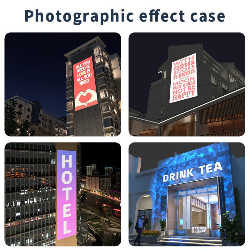 Wall logo Gobo Projector Outdoor Waterproof IP67 200W/300W/600W High Power Projection Lamp Customized LED Advertising Lights