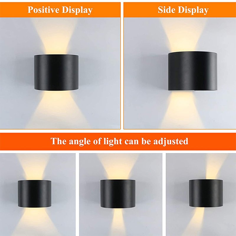 6W Black Round Modern up and Down Outdoor Led Wall Lighting Decoration Exterior Indoor Sconce Outdoor Wall Light,Wall Lamp