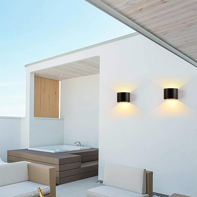 6W Black Round Modern up and Down Outdoor Led Wall Lighting Decoration Exterior Indoor Sconce Outdoor Wall Light,Wall Lamp