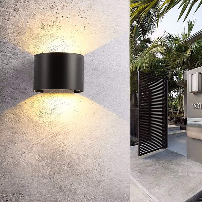 6W Black Round Modern up and Down Outdoor Led Wall Lighting Decoration Exterior Indoor Sconce Outdoor Wall Light,Wall Lamp
