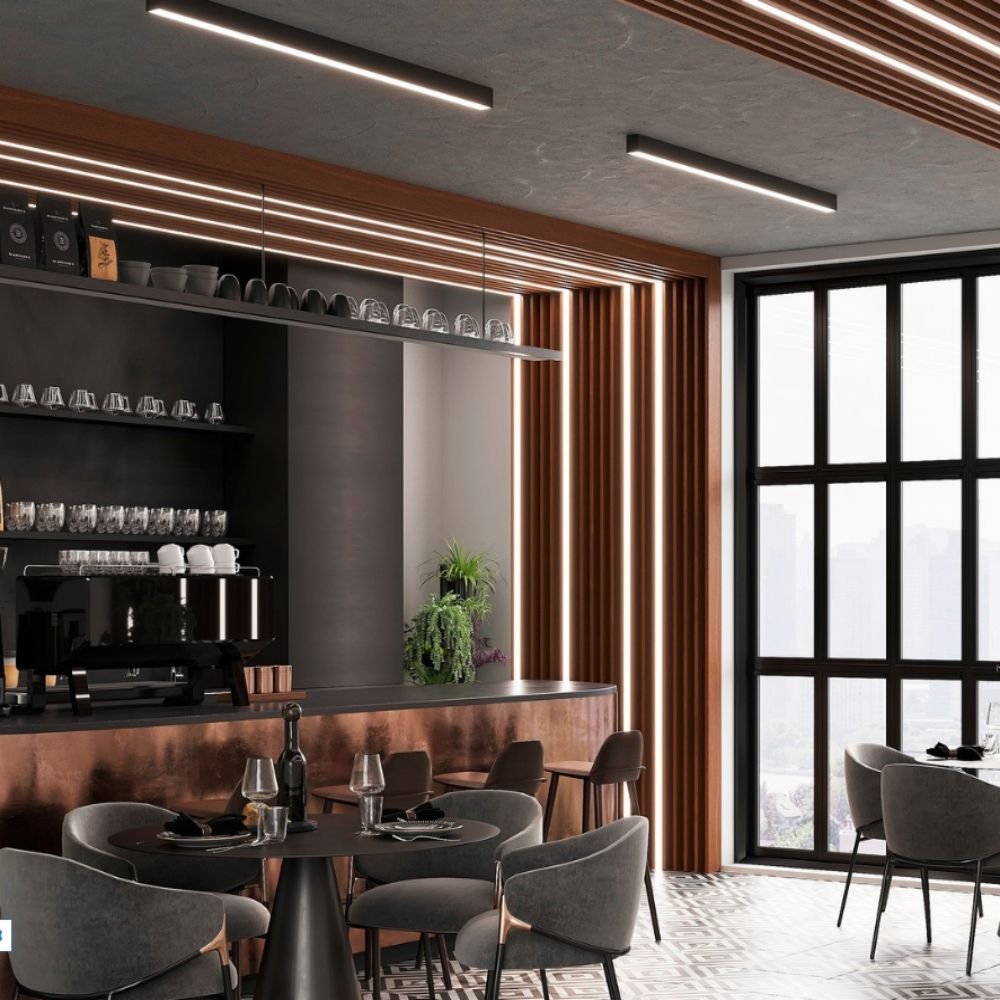 LED Profile Modern Pendant Lighting Suspended Mounted 33X60mm Linear Light Fixture LED Chandelier for Office Commerical Ceiling