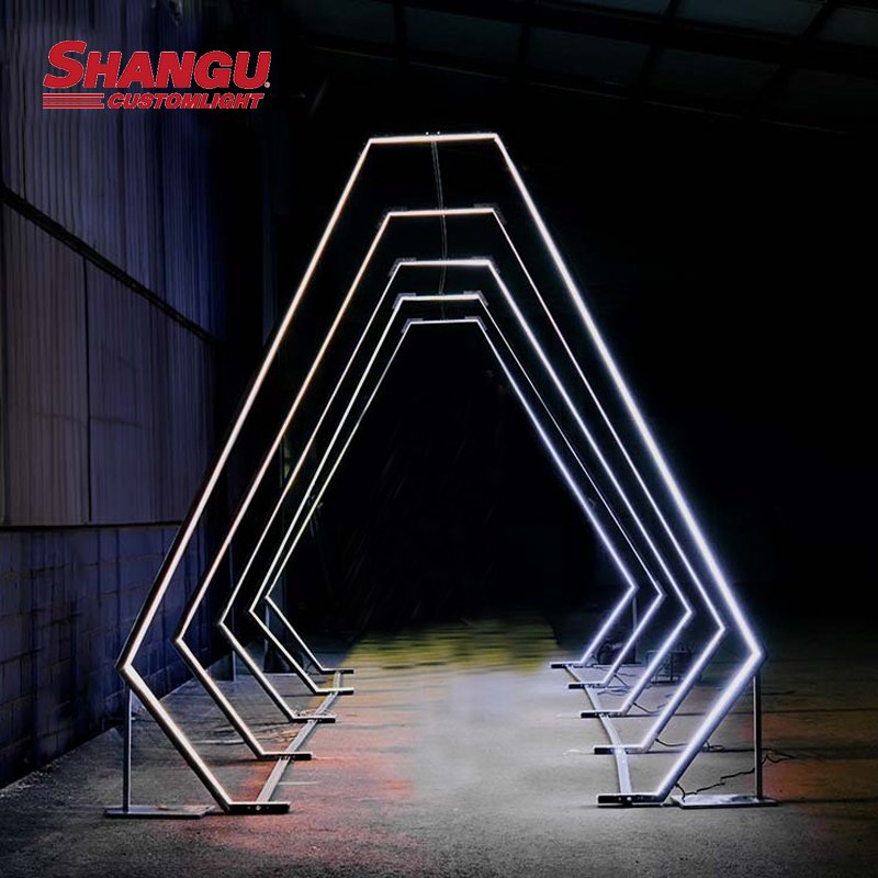 Wholesale Giant Led Path Light Large RGB Neon Backdrop Arch Entrance Tunnel for Party Wedding Walkway Stage Decoration Light