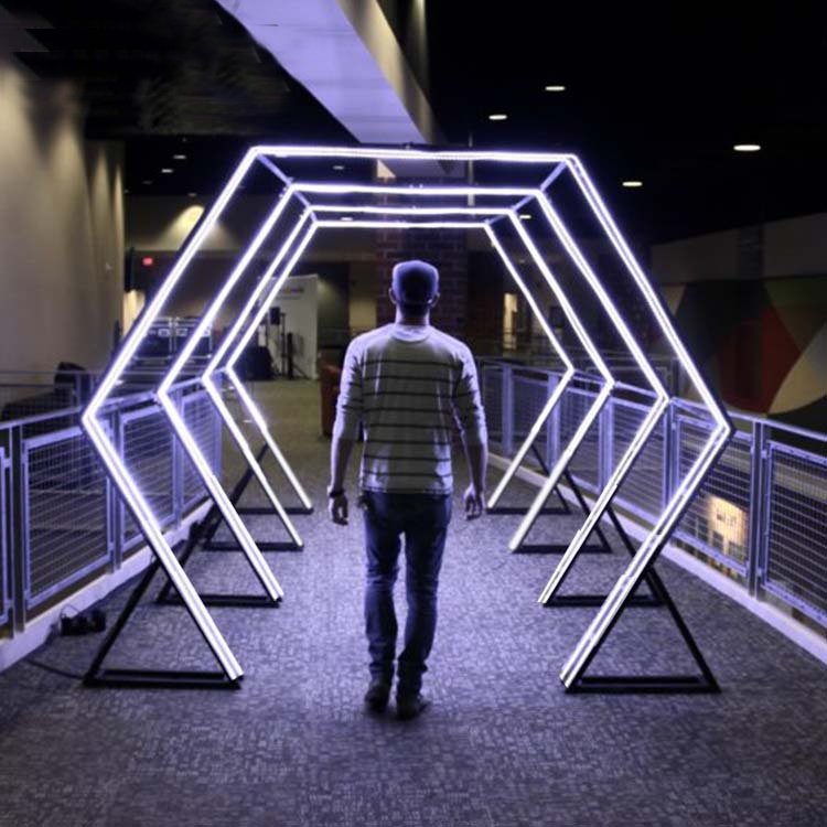 Wholesale Giant Led Path Light Large RGB Neon Backdrop Arch Entrance Tunnel for Party Wedding Walkway Stage Decoration Light