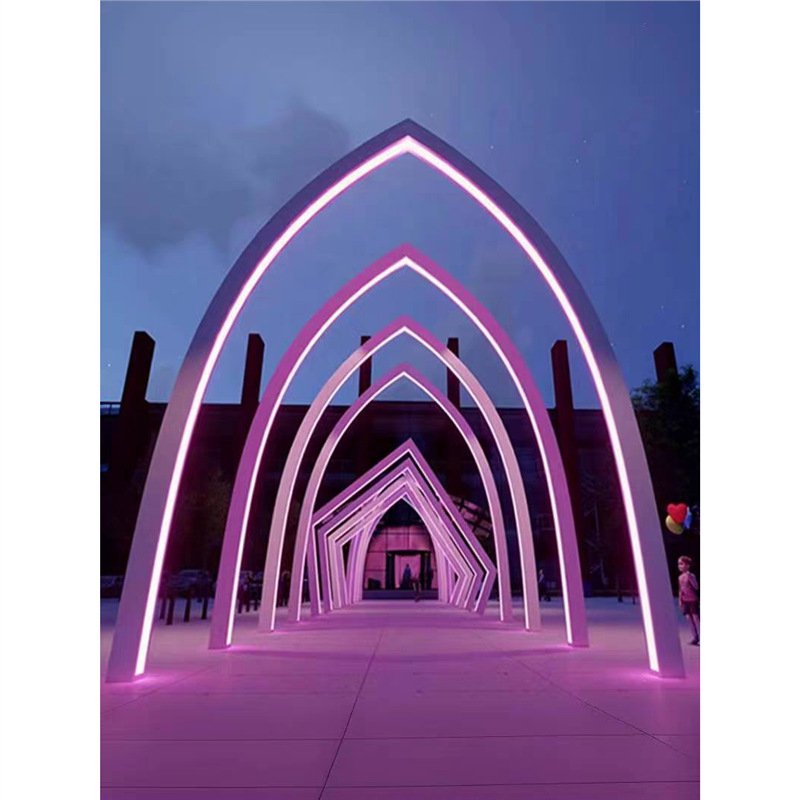 Wholesale Giant Led Path Light Large RGB Neon Backdrop Arch Entrance Tunnel for Party Wedding Walkway Stage Decoration Light