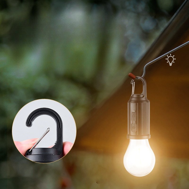 Rts Rechargeable Camping Lantern with 3 Lighting Modes Warm Light Hanging Tent Light Bulbs with Clip Hook for Camping Hiking