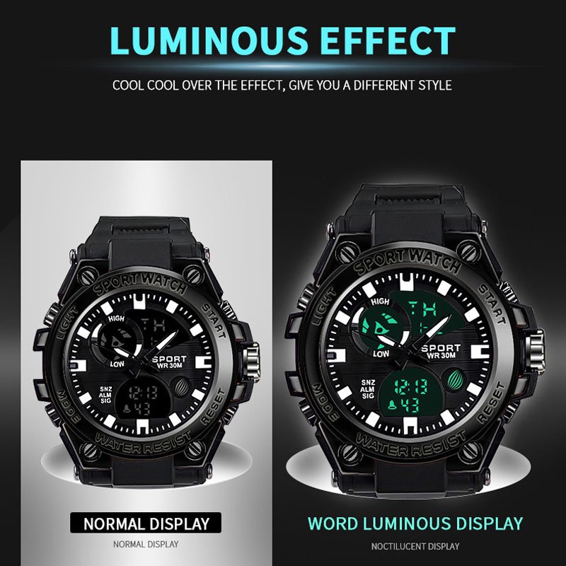 Sports Soft Silicone Men's Watch Meters Waterproof Alarm Clock Date Men's Digital Watch