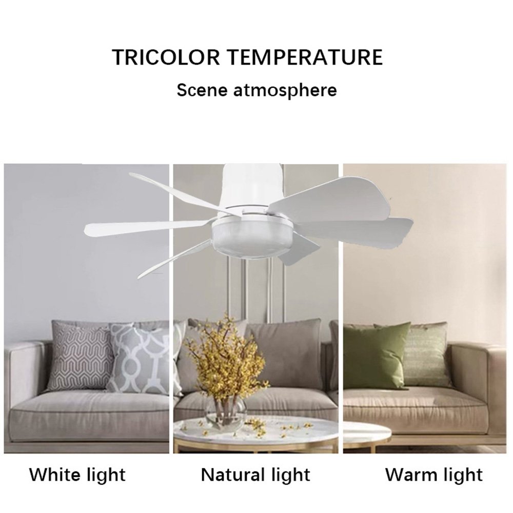 Simple Mini Ceiling Fan With Light Style 16.5 Inch 6 Blades Remote Control Led Ceiling Fans With Lights