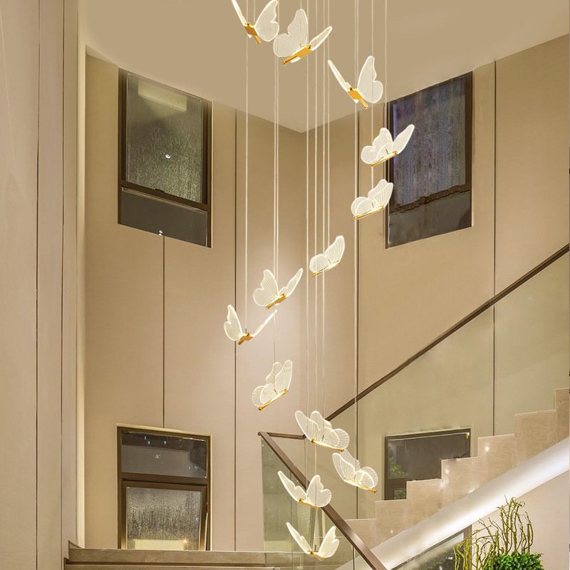 Acrylic Led Hanging Lamps Gold Transparency Butterfly Pendant Light Bedroom Dining Room Atmosphere Chandelier