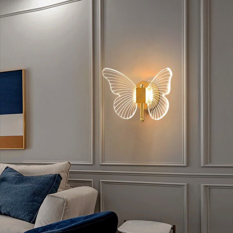 Acrylic Led Hanging Lamps Gold Transparency Butterfly Pendant Light Bedroom Dining Room Atmosphere Chandelier