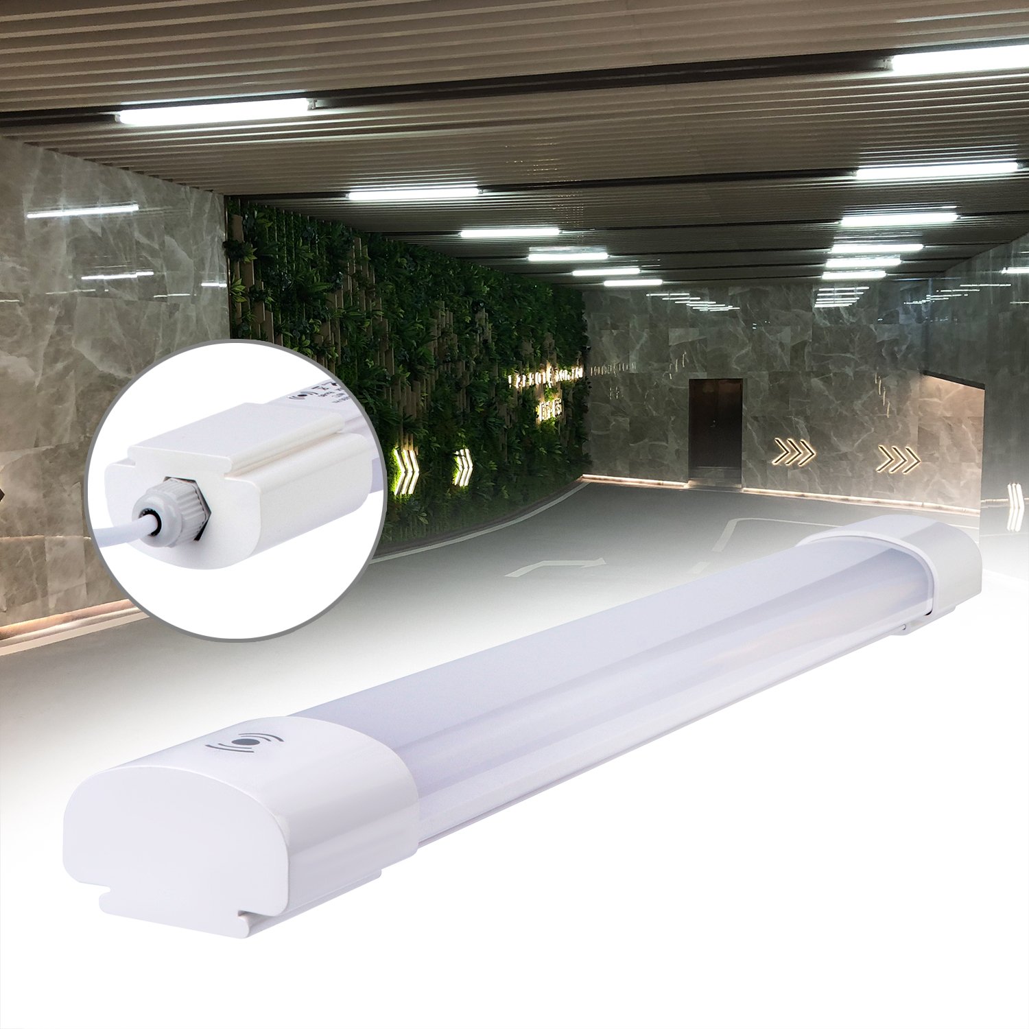 Tri-proof Led Batten Linear Light Wireless Sensor Light Motion Sensor Led Waterproof Garage Parking Workshop Outdoor Light