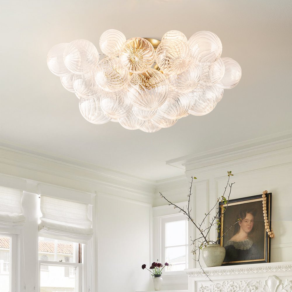 Modern Indoor Globe Chandelier Decorative Light Fixture Corridor Living Room Ceiling Lighting Clear Glass Luxury Ceiling Lamps