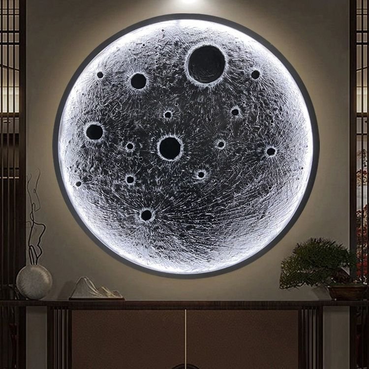 Art Modern Indoor Lighting Design Bedroom Round LED Moon Wall Lamp Decor Home LED Light