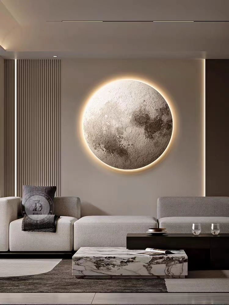 Art Modern Indoor Lighting Design Bedroom Round LED Moon Wall Lamp Decor Home LED Light